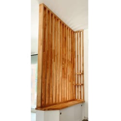 claustra intérieur pour délimiter une entrée avec un Panneau lamellé collé hévéa - découper une pièce