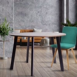 table bois ronde avec 4 Pied de table Incliné H.71cm - Noir