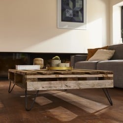 Pied de table basse Double fil - Modèle incliné - H.16cm - Noir