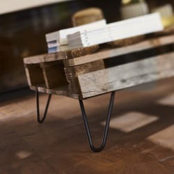 Pied de table basse Double fil - Modèle incliné - H.16cm - Noir