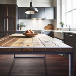 Lot de 2 pieds de table "Solivette" - H.71cm - Noir avec plateau bois dedans