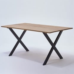table bois avec Pied de banc Croix H.40 cm - Noir