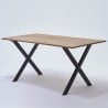 table bois avec Pied de banc Croix H.40 cm - Noir