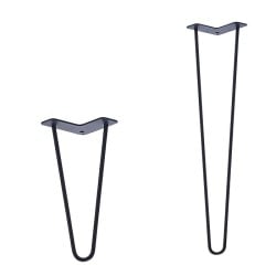 Pied de table Double fil - Modèle droit - Noir en hauteur 71cm et hauteur 110cm