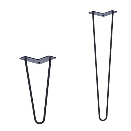 Pied de table Double fil - Modèle droit - Noir en hauteur 71cm et hauteur 110cm