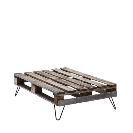 table basse avec une palette ne bois avec 4  Pieds de table basse Double fil - Modèle incliné - H.16cm - Noir
